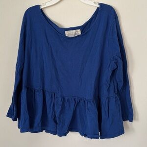 We The Free Blue 3/4 Sleeve Top